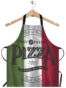 wondertify pizza apron,best in town pizzeria retro poster on grunge backgrounds green white red bib apron with adjustable neck for men women,suitable for kitchen cooking chef grill bistro bbq apron