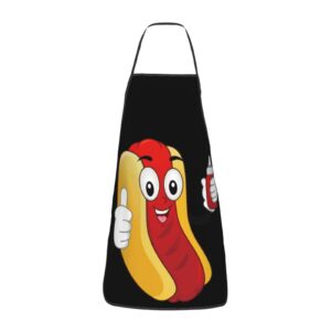 YISHOW Novelty Funny Hotdog Ketchup Unisex Kitchen Chef Apron - Chef Apron For Cooking,Baking,Crafting,Gardening And BBQ