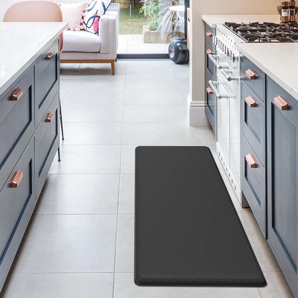 DEXI Anti Fatigue Kitchen Mat, 3/4 Inch Thick, Stain Resistant, Padded Cushioned Floor Comfort Mat for Home, Garage and Office Standing Desk, 70"x20", Black