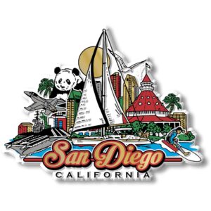 san diego city magnet by classic magnets, collectible souvenirs made in the usa, 4.3" x 3.3"