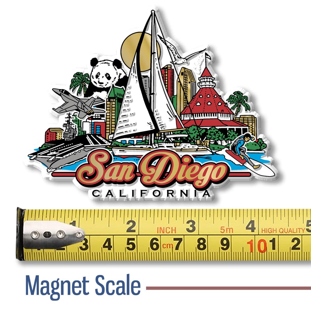 San Diego City Magnet by Classic Magnets, Collectible Souvenirs Made in The USA, 4.3" x 3.3"