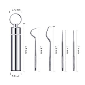 4 Pcs/set Portable Stainless Steel Pocket Set Reusable Metal Toothpicks, Holder for Outdoor Picnic Camping Traveling Supplies(1)