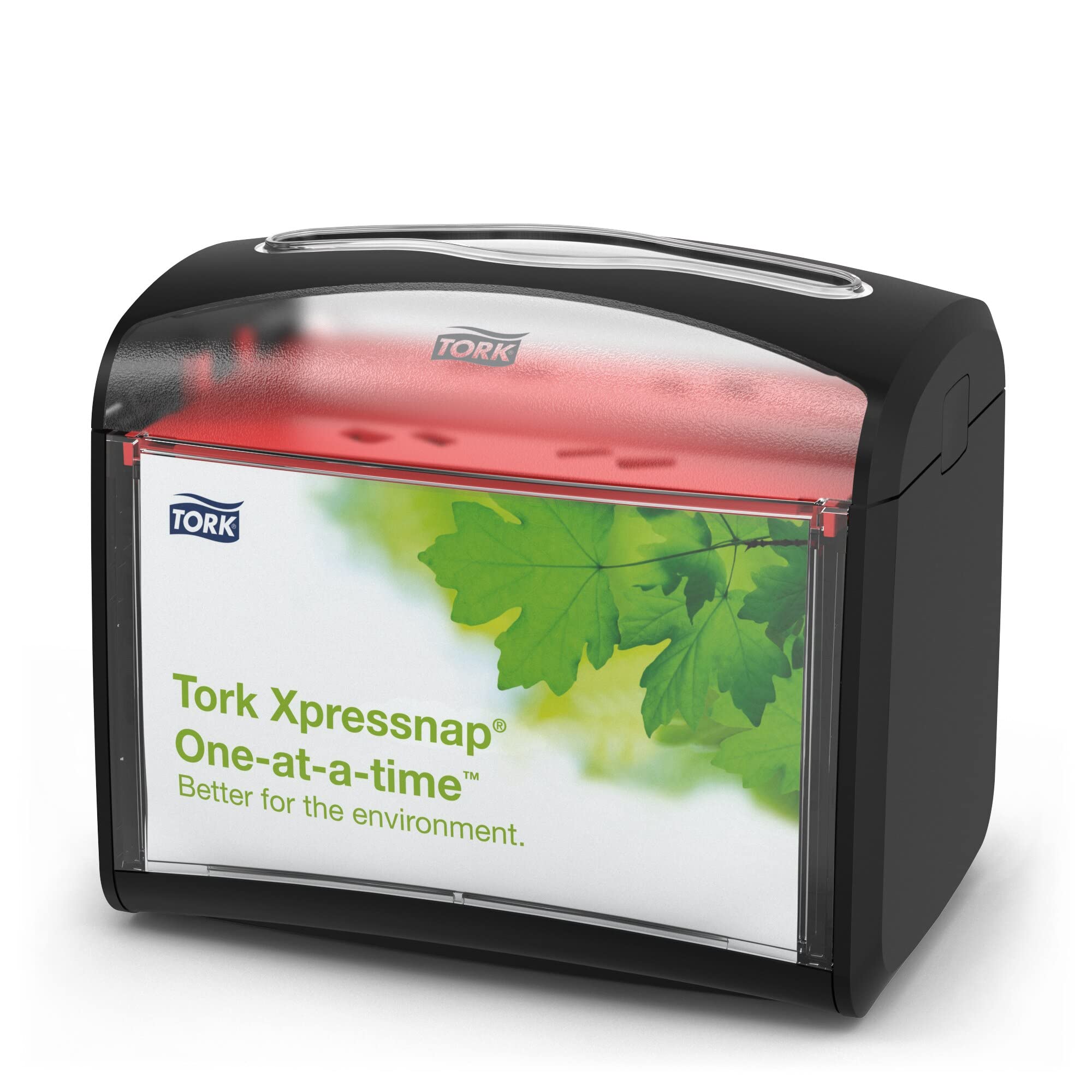 Tork Xpressnap Tabletop Napkin Dispenser Black N4, Signature line, 1 Piece, 6.7 x 5.6 x 7.9 in, 6232100