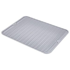 amazoncommercial silicone dish, sink drying mat, reusable, easy to drain and clean, 15.8 x 12-inches