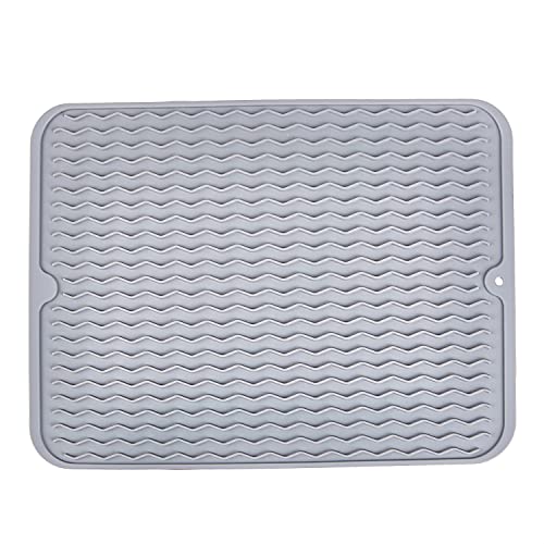 AmazonCommercial Silicone Dish, Sink Drying Mat, Reusable, Easy to Drain and Clean, 15.8 x 12-Inches