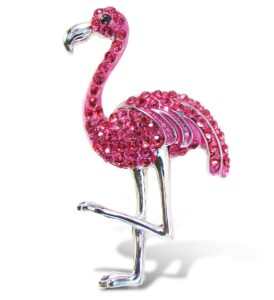 cota global sparkling pink flamingo refrigerator magnet - elegant pink rhinestone crystals, cute flamingo magnet for kitchen fridge, locker, cute home flamingo decor, flamingo kitchen gifts - 2.5 inch