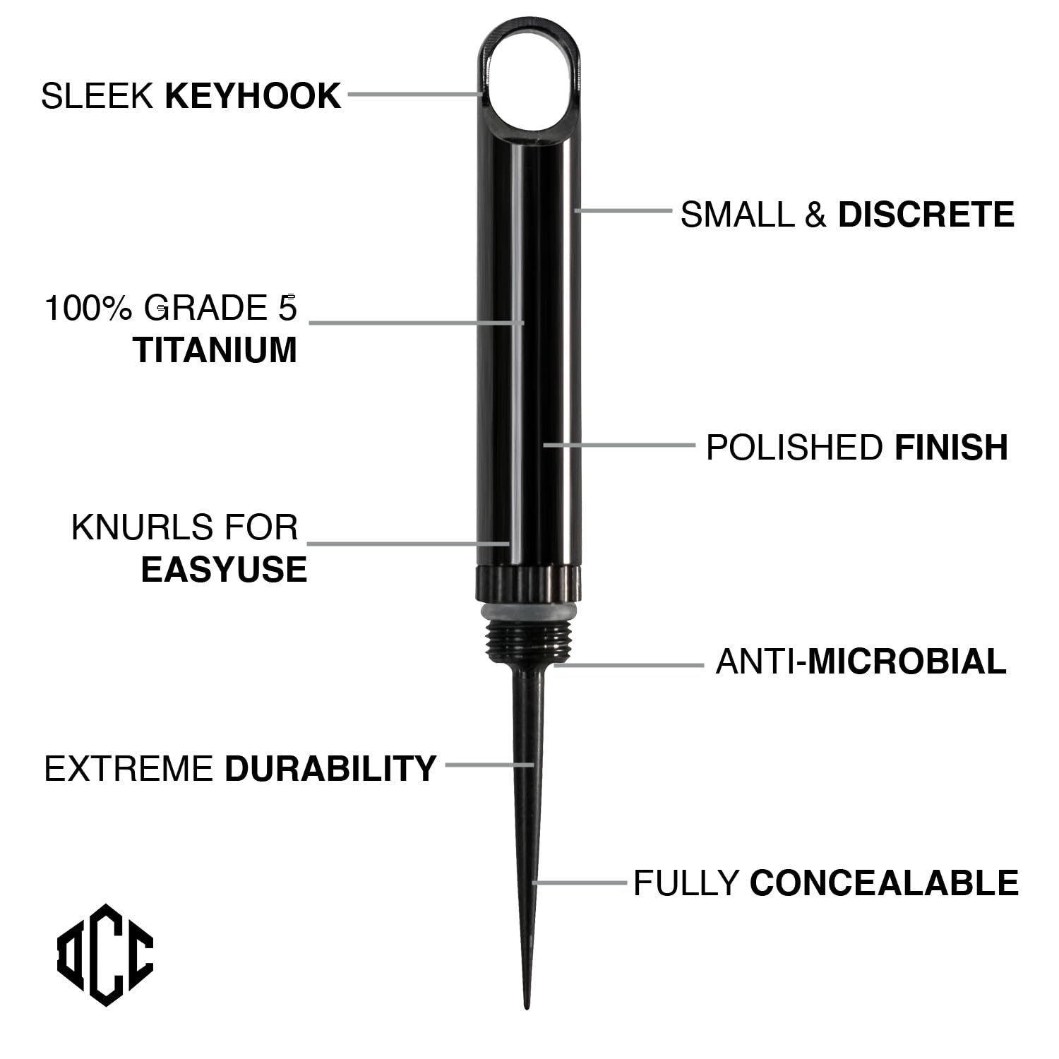 DAILYCARRYCO. TiPick Titanium Toothpick Keychain Holder - Portable Metal Travel Toothpick - Reusable EDC Micro Toothpick - Compact & Convenient - Carry On-the-Go - Titanium Construction, Black