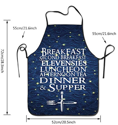 YISHOW Unisex The Seven Daily Hobbit Meals Cooking Chef Kitchen Aprons with Adjustable Bib