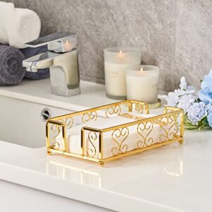 LEVIMETREE Guest Towel Holder Tray for Bathroom - Disposable Hand Towels Holder for Bathroom, Paper Hand Towel Holder, Paper Napkins Tray, Napkin Holders for Paper Napkins, Dinner Napkin Holder - Gold