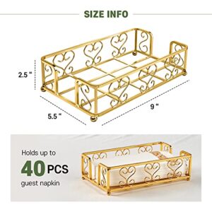 LEVIMETREE Guest Towel Holder Tray for Bathroom - Disposable Hand Towels Holder for Bathroom, Paper Hand Towel Holder, Paper Napkins Tray, Napkin Holders for Paper Napkins, Dinner Napkin Holder - Gold