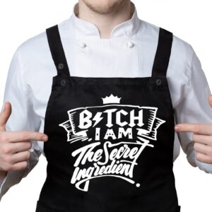 joyplus i am the secret ingredient funny aprons birthday gifts for men,women,husband, brother, plus size aprons and grilling bbq chef chef costume