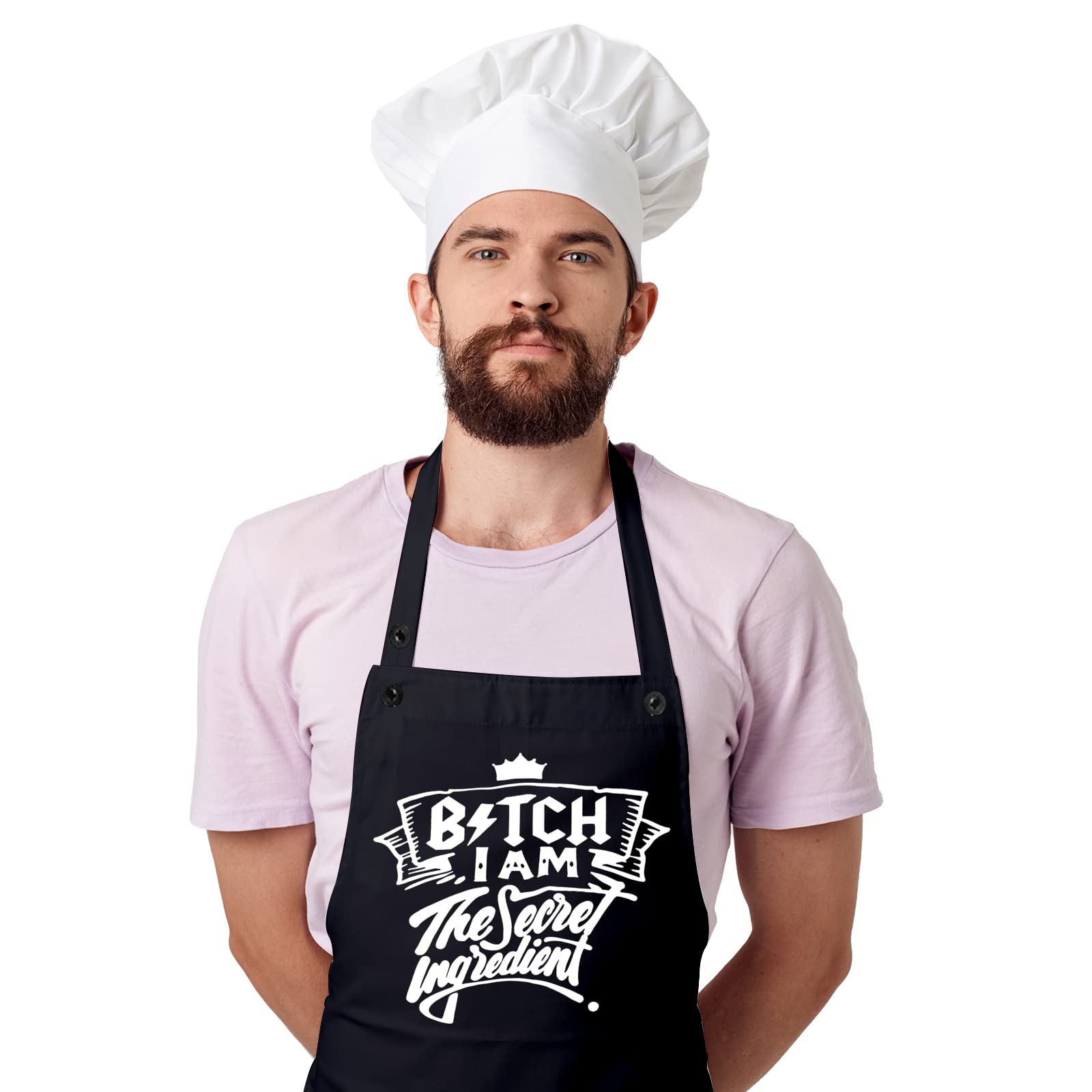 JOYPLUS I Am the Secret Ingredient Funny Aprons Birthday Gifts for Men,Women,Husband, Brother, Plus Size Aprons and Grilling BBQ Chef Chef Costume