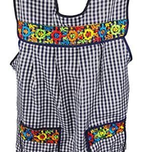 cuitáxi Traditional Mexican apron for women with pockets beautiful flower embroidery One size - Mandiles para mujer mexicanos mandil