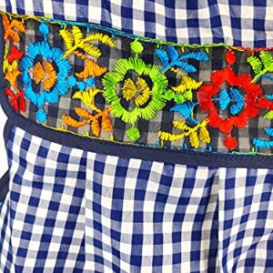 cuitáxi Traditional Mexican apron for women with pockets beautiful flower embroidery One size - Mandiles para mujer mexicanos mandil