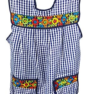 cuitáxi Traditional Mexican apron for women with pockets beautiful flower embroidery - Mandiles para mujer mexicanos mandil