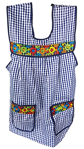 cuitáxi Traditional Mexican apron for women with pockets beautiful flower embroidery - Mandiles para mujer mexicanos mandil
