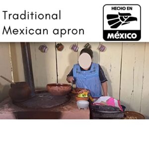 cuitáxi Traditional Mexican apron for women with pockets beautiful flower embroidery - Mandiles para mujer mexicanos mandil