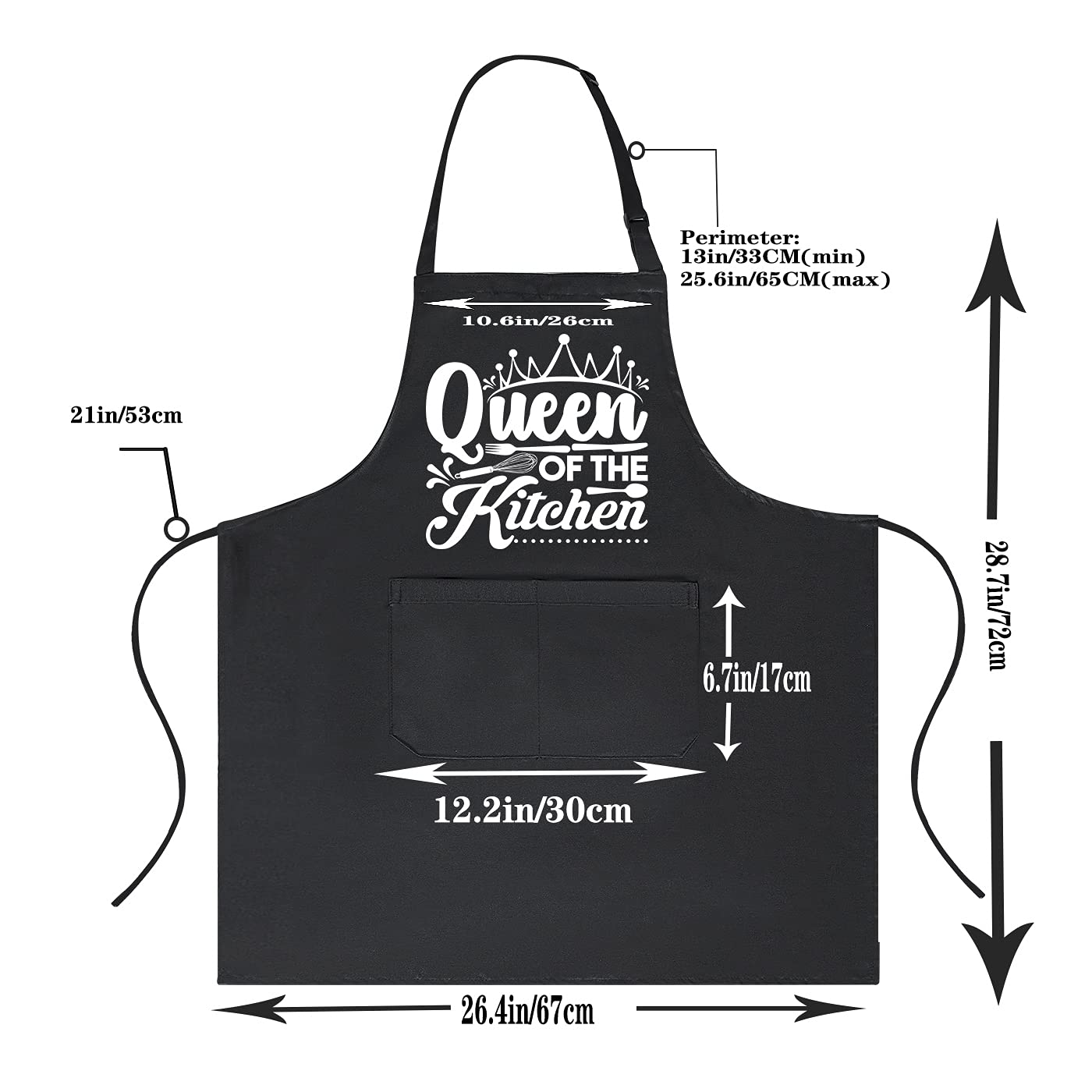 POTALKFREE Funny Aprons for Women with 2 Pockets, Queen of The Kitchen, Adjustable Bib Water Resistant Cooking Chef Apron, Gifts for Mom, Wife, Friends