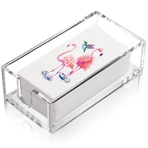 acrylic napkin holder for bathroom - with rounded corners and hygienic non-slip pads, clear, durable bathroom napkin holder tray, made deeper to reduce refills 8.9 x 4.5 x 2.5” inside