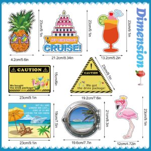 8 Pcs Cruise Door Decorations Birthday Cruise Door Magnets Sign and 3 Paint Pens Caution Fruit Porthole Funny Magnetic Cabin Cruise Door Stickers for Carnival Cruise Cabin Stateroom Fridge Door