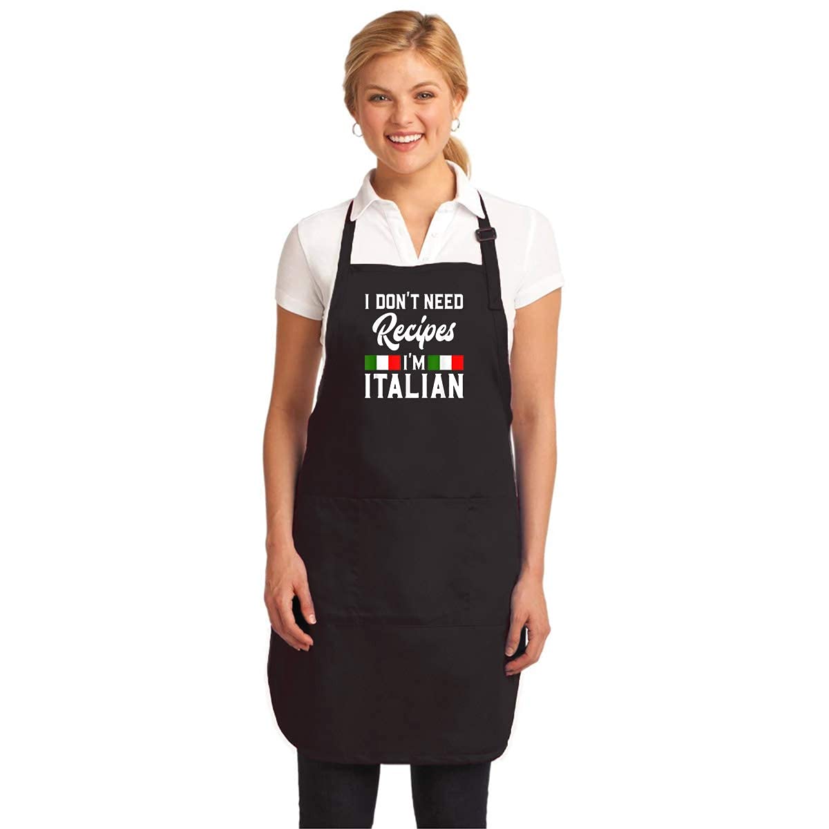 I Don't Need Recipes I'm Italian - Italy Chef Cook Gift Kitchen Apron - Gift on Birthday Presents/Christmas and New Year for Your Friend, Your Grandma, Your Mother or Even Your Mom (BLACK)