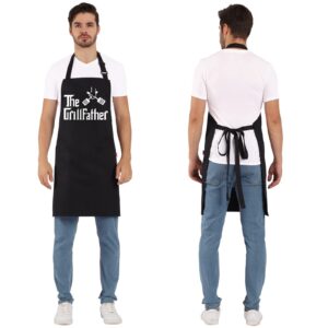 ALIPOBO Funny Grill Aprons for Men Dad - The Grillfather Apron - Funny Chef Cooking Grilling BBQ Apron with 2 Pockets - Birthday Father's Day Christmas Gifts for Dad, Step Dad, Father in Law, Husband