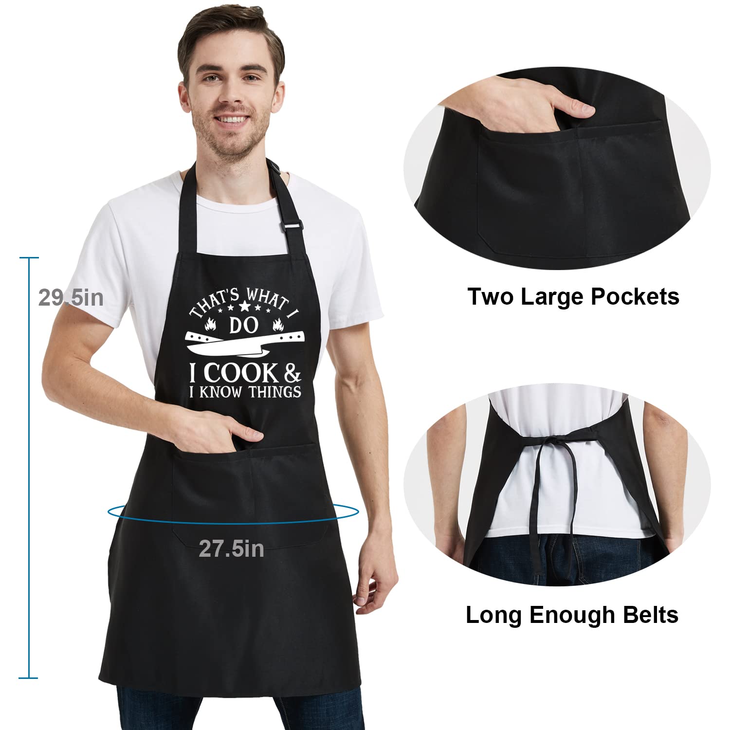 OzosKeiw Funny Aprons for Men - BBQ Gifts for Men Dad Father’s Day Husband Chef Kitchen Mens Aprons for Grilling Cooking Grill Birthday Christmas