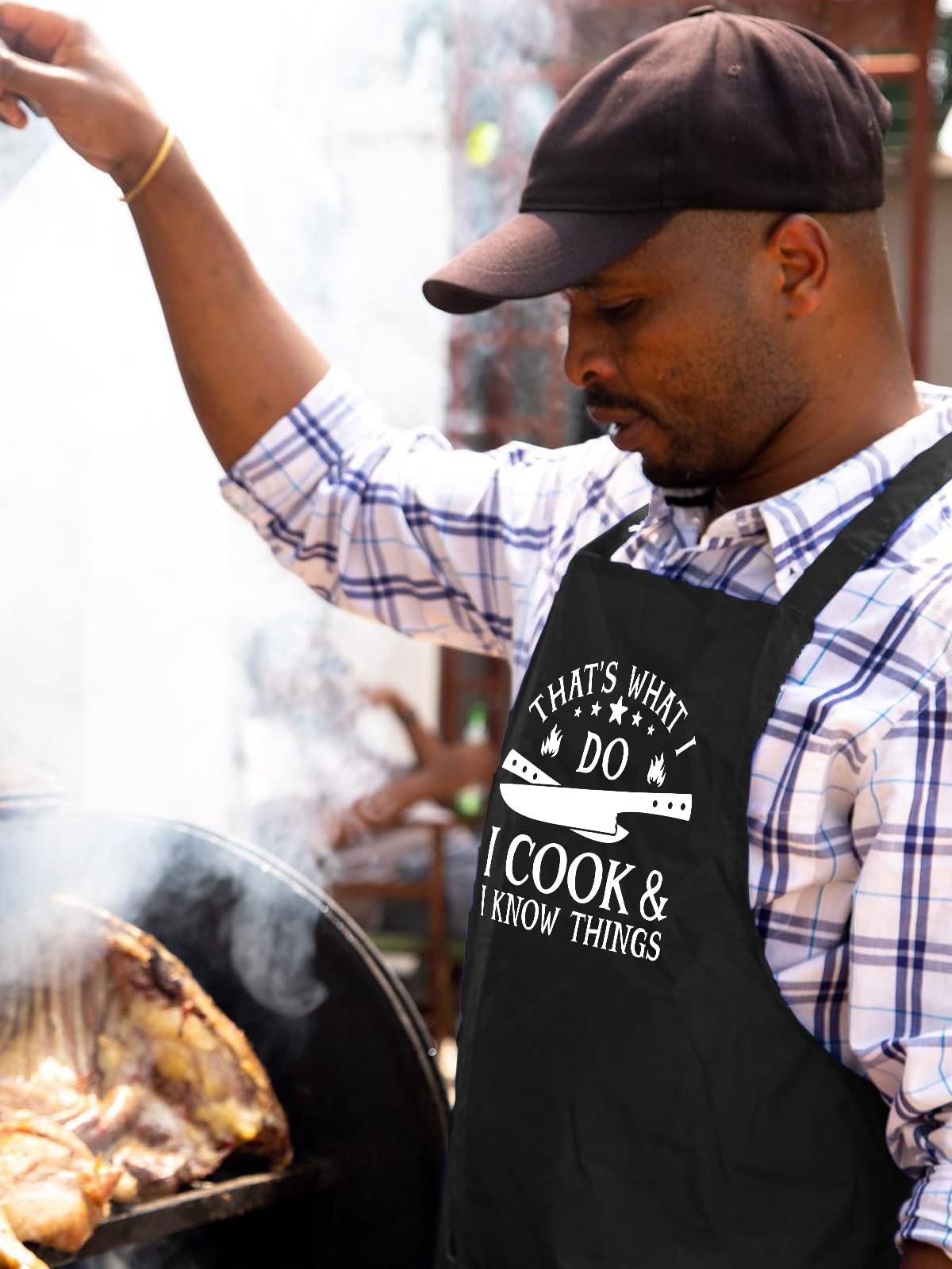 OzosKeiw Funny Aprons for Men - BBQ Gifts for Men Dad Father’s Day Husband Chef Kitchen Mens Aprons for Grilling Cooking Grill Birthday Christmas