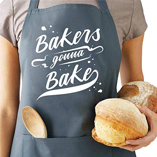 Saukore Funny Baking Aprons for Women Men, Cute Baking Gifts for Bakers, Kitchen Cooking Apron with 2 Pockets - Birthday Housewarming Mother's Day Gifts for Mom Wife Husband Dad Son Sister