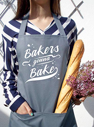 Saukore Funny Baking Aprons for Women Men, Cute Baking Gifts for Bakers, Kitchen Cooking Apron with 2 Pockets - Birthday Housewarming Mother's Day Gifts for Mom Wife Husband Dad Son Sister