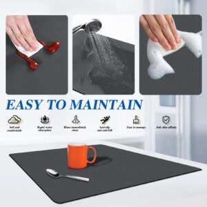 Coffee Mat Dish Drying Mat for Kitchen Counter, Hide Stain Absorbent Rubber Backed Quick Drying Mat Fit Under Coffee Maker Espresso Machine, Coffee Bar Accessories Bar Mat(16" X 12",Dark Grey)