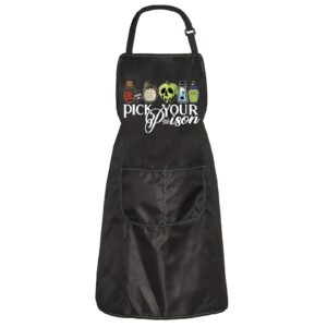 zjxhpo evil queen cooking apron pick your poison apron for cook baker chef halloween party gift (poison apron)