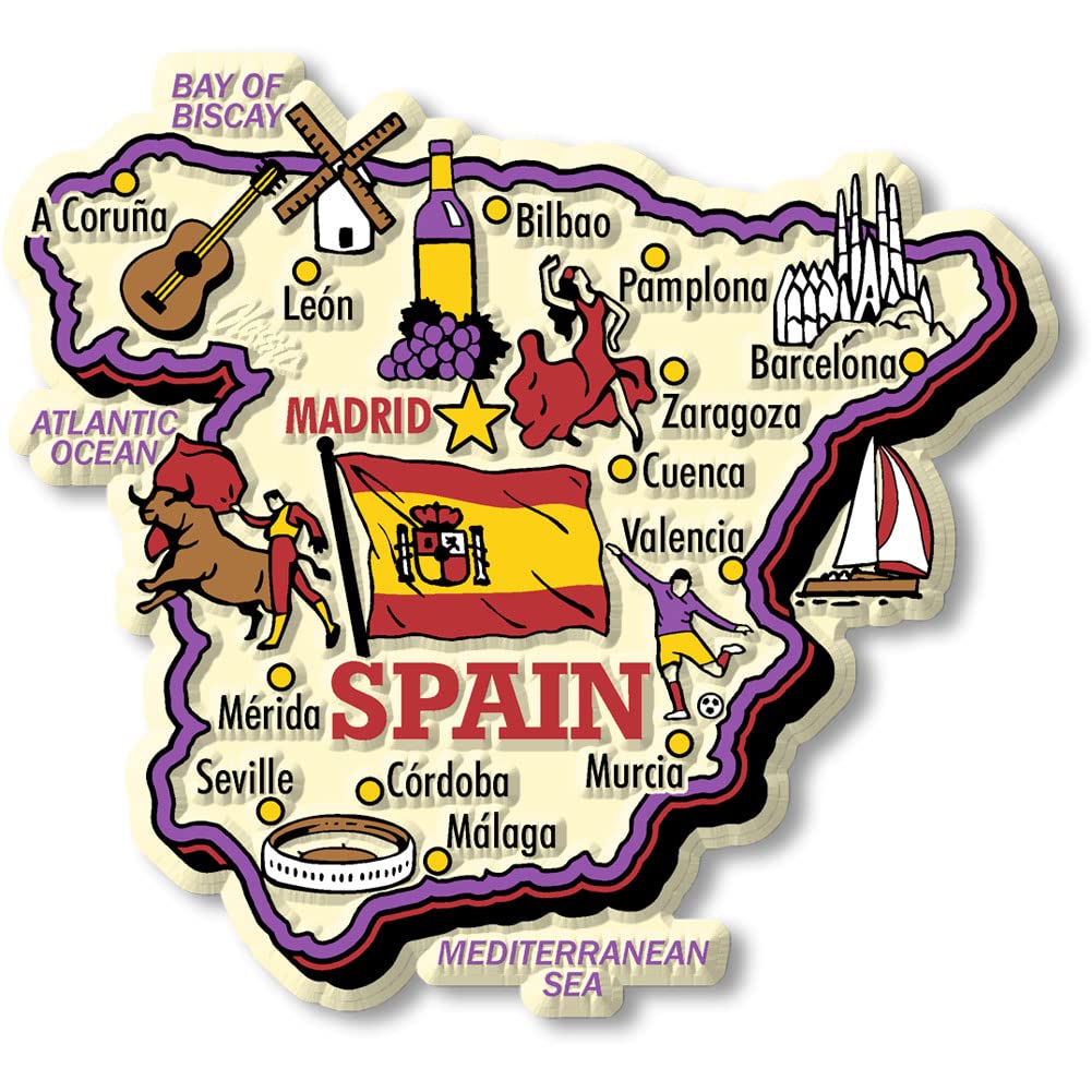 Spain Jumbo Country Map Magnet by Classic Magnets, Collectible Souvenirs Made in The USA