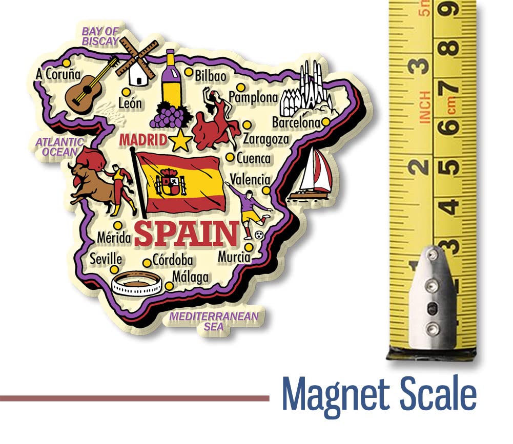 Spain Jumbo Country Map Magnet by Classic Magnets, Collectible Souvenirs Made in The USA