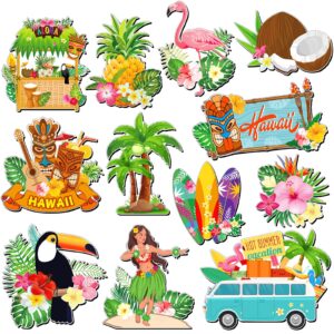 12 pcs hawaii door magnets summer beach magnets palm tree refrigerator magnet door fridge decor coconut pineapple flamingo sticker for locker refrigerator doors