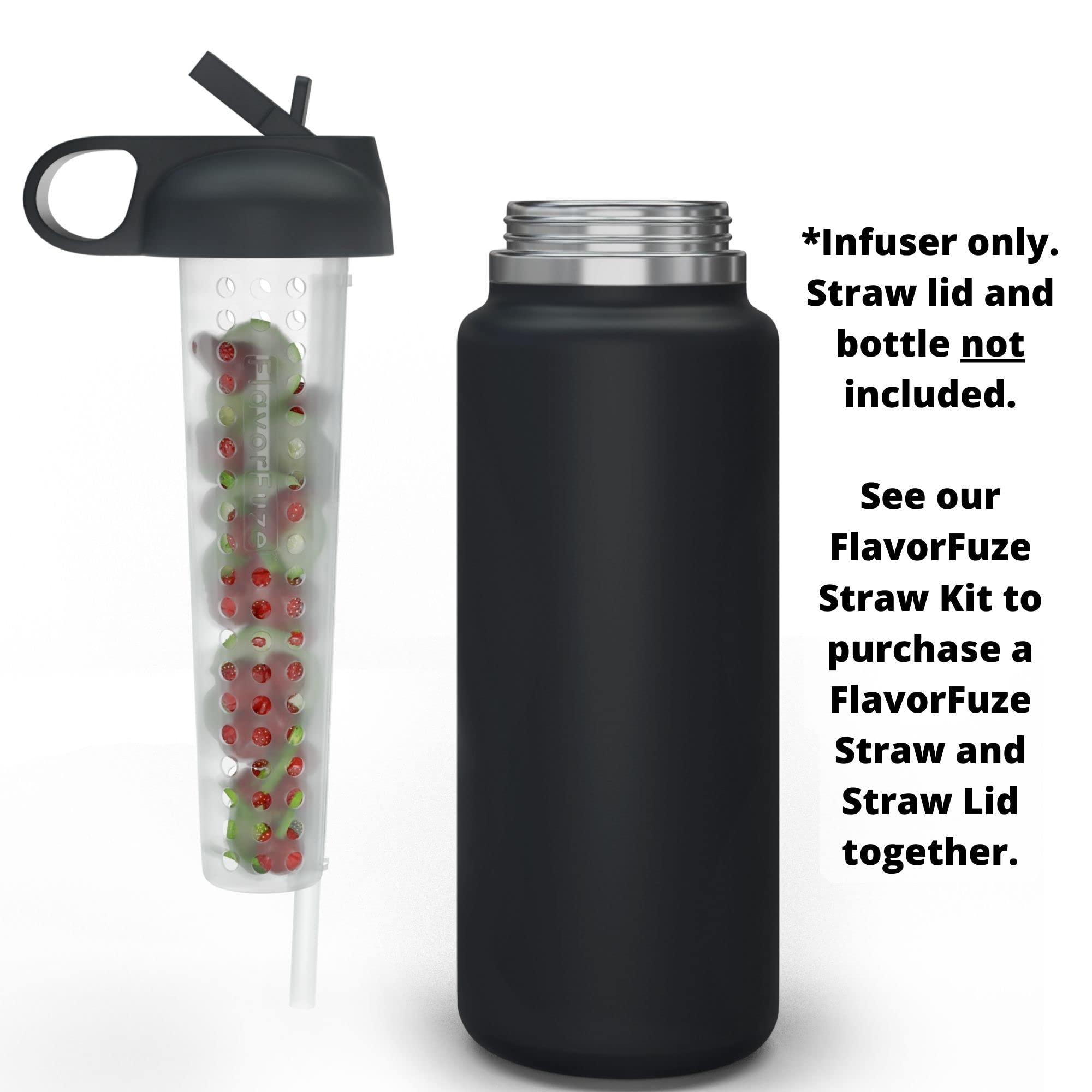 FlavorFuze Straw - Fruit Infuser Attachment, Compatible with Hydro Flask Straw Lids for 32 and 40 Ounce Wide Mouth Bottles (For Straw Lid)