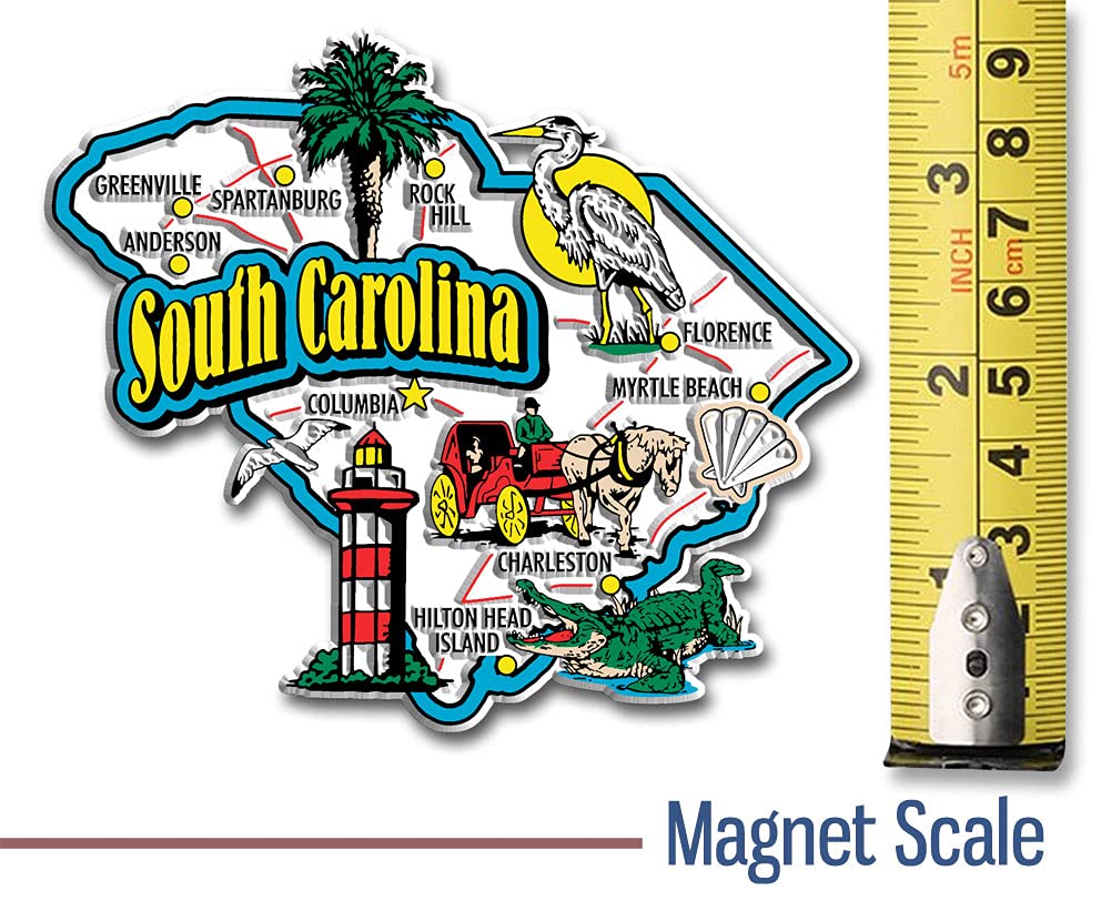 South Carolina Jumbo State Magnet by Classic Magnets, 4.1" x 3.6", Collectible Souvenirs Made in The USA