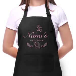 Nana Gifts Nana's Kitchen Aprons for Grandma Women,Cute Birthday Mother's Day Christmas Apron Gifts for Nana Grandma Mom,Adjustable baking Cooking Chef Apron with 2 Pockets,Cooking gifts for women