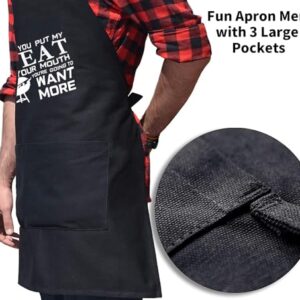 YuanDe Funny Grilling Apron for Men - I'D Smoke That - One Size Fits All - Kitchen Cooking Barbecue Apron with 3 Large Pockets for Dad, Husband, Boyfriend - Black Mens Apron for Outdoor BBQ