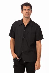 chef works men's utility cook shirt, black, large