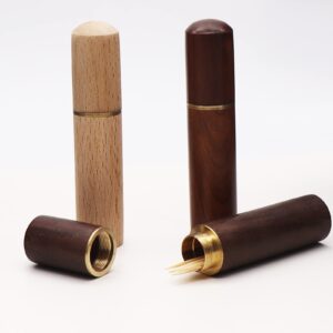 aten 3 pack portable wood toothpick holder | mini toothpick box pocket | needle box pocket case(ebony/ rosewood/ beech)