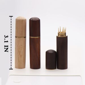 ATEN 3 Pack Portable Wood Toothpick Holder | Mini Toothpick box Pocket | Needle Box Pocket Case(Ebony/ Rosewood/ Beech)