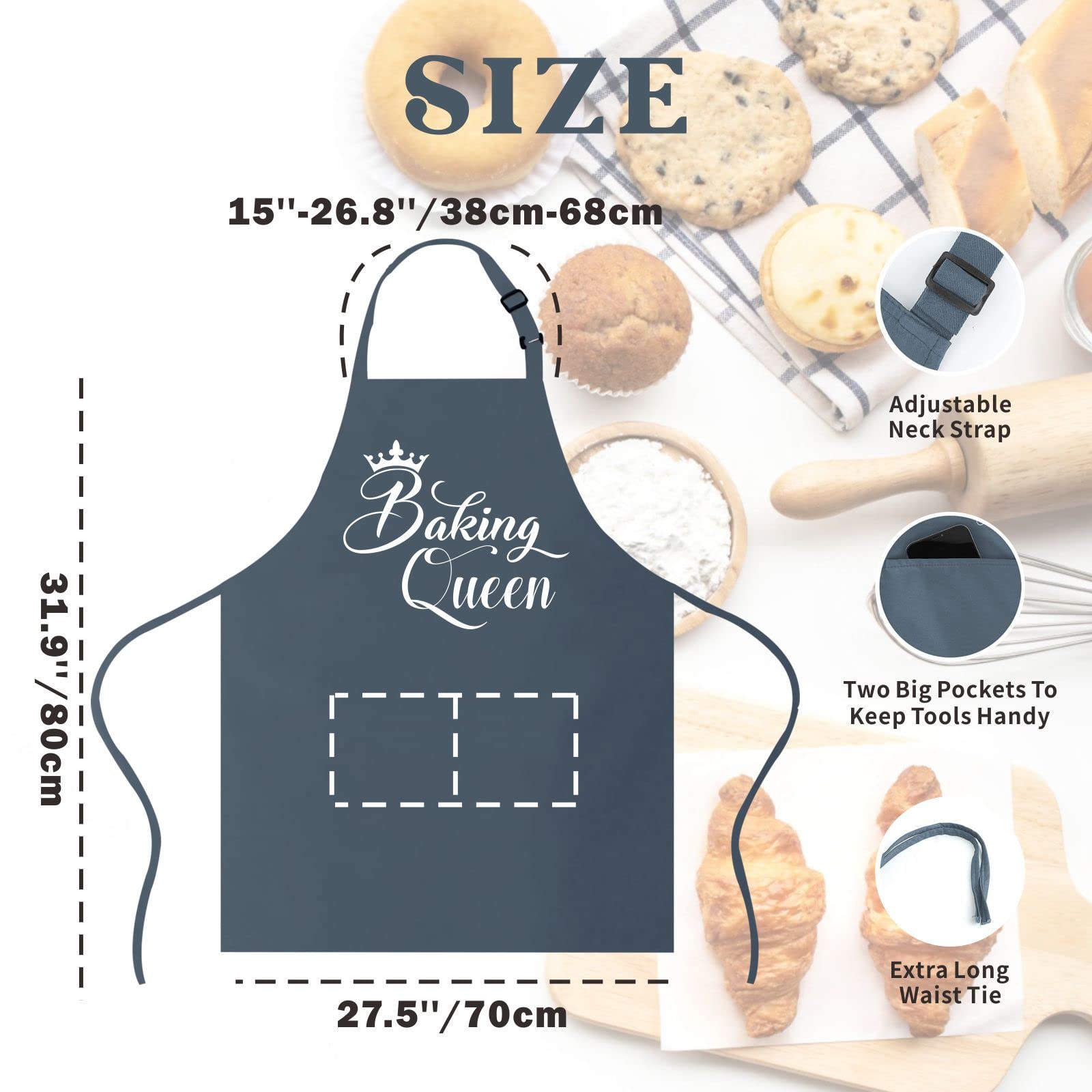 Saukore Funny Baking Aprons for Women, Cute Baking Gift for Bakers, Kitchen Cooking Apron with 2 Pockets - Birthday Housewarming Mother's Day Gift for Mom Wife Sister Aunt Grandma