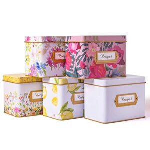 HEART & BERRY Lemon Recipe Box with 24 4x6 Recipe Cards and 12 Dividers - Recipe Cards and Box Set - Recipe Tin for 4 X 6 Inches Recipe Cards