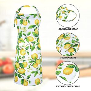 FirstKitchen Lemon Apron, Aprons for Women with Pockets, Kitchen Apron Adjustable, Cute Chef Apron for Cooking, Baking, Summer, Outdoor, Garden for Mothers Day, Wedding Gift, 30x25