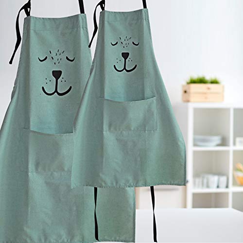 YOLOPARK Lovely Parent and Child Apron, Comfortable Simple Apron with Pocket for Painting Cooking Artist Chef, Pack of 2