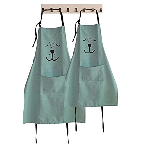 YOLOPARK Lovely Parent and Child Apron, Comfortable Simple Apron with Pocket for Painting Cooking Artist Chef, Pack of 2