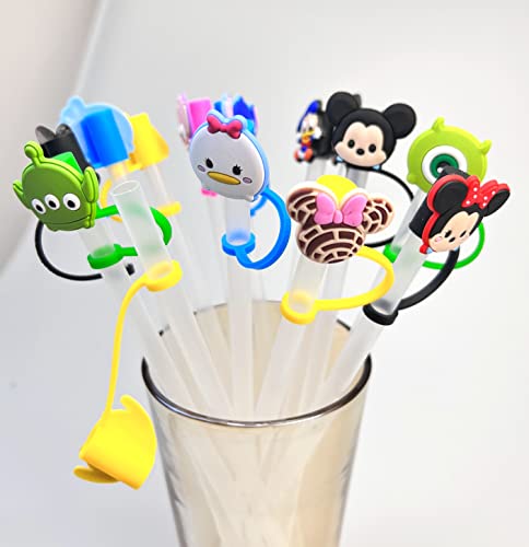 20Pcs Reusable Themed Party Straw Cap Silicone Reusable Drinking Straw Cover Lids Dust-Proof Straw Plugs for Straw Tips for Home Kitchen Accessories Party Decoration Funy Gifts