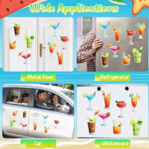 Cruise Door Magnets Stickers Summer Beach Tropical Drink Cruise Ship Door Decoration 8 Pcs Hawaiian Funny Cruise Car Magnetic Lemon Cocktail Door Stickers Fridge Decals for Carnival Cabin Kitchen