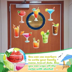 Cruise Door Magnets Stickers Summer Beach Tropical Drink Cruise Ship Door Decoration 8 Pcs Hawaiian Funny Cruise Car Magnetic Lemon Cocktail Door Stickers Fridge Decals for Carnival Cabin Kitchen